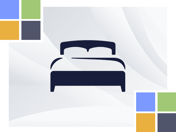 hotel bed icon with colored squares